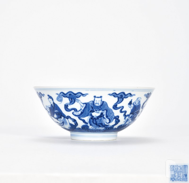 清道光 青花八仙人物图碗 - 图1